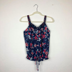 🛒 5/$25 Fulfill Sheer Blue Floral Print Tank